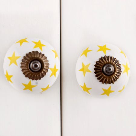 Yellow Star Ceramic Knob